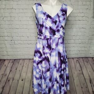 SOHO Apparel Blue & Purple Watercolor Dress Sz 10